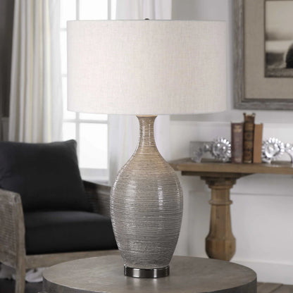 Gray Textured Table Lamp