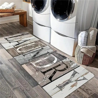 Laundry Room Floor Mat Runner, Non-Slip Polyester Kitchen Rug for Laundry Area, Bathroom Entryway, Farmhouse Home Decor Carpet