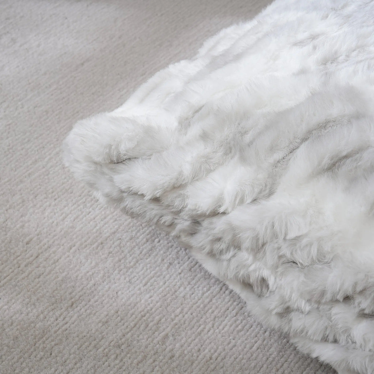 18x18 Soft Grey Faux Rabbit Fur Cushion Cover
