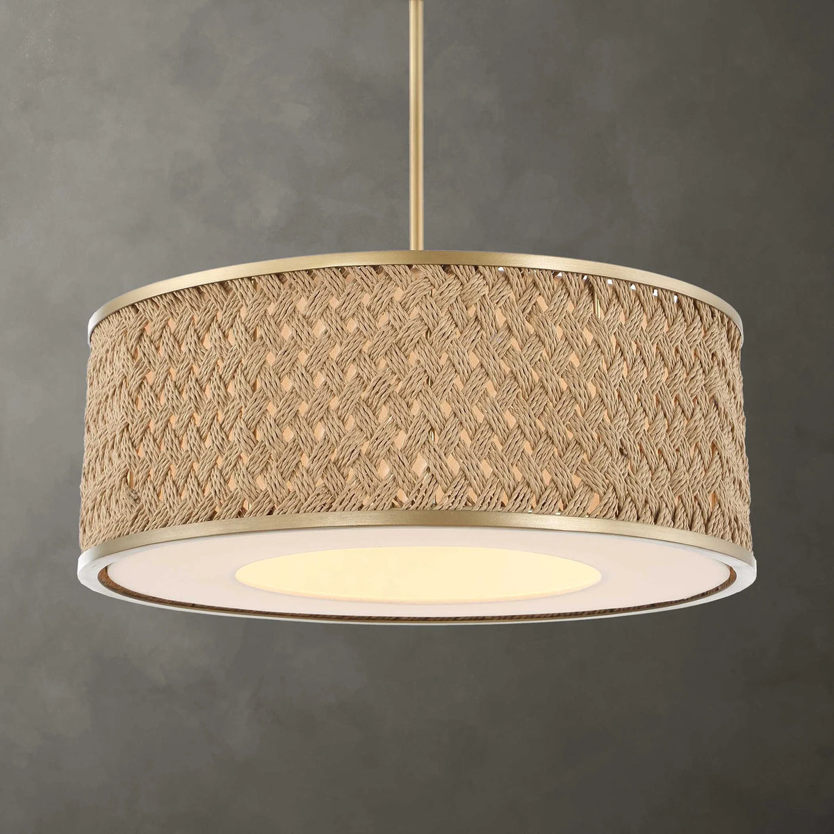 4 Light Rattan Drum Pendant