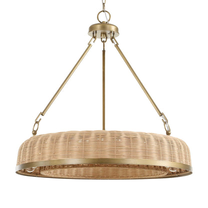 9 Light Round Wicker Pendant