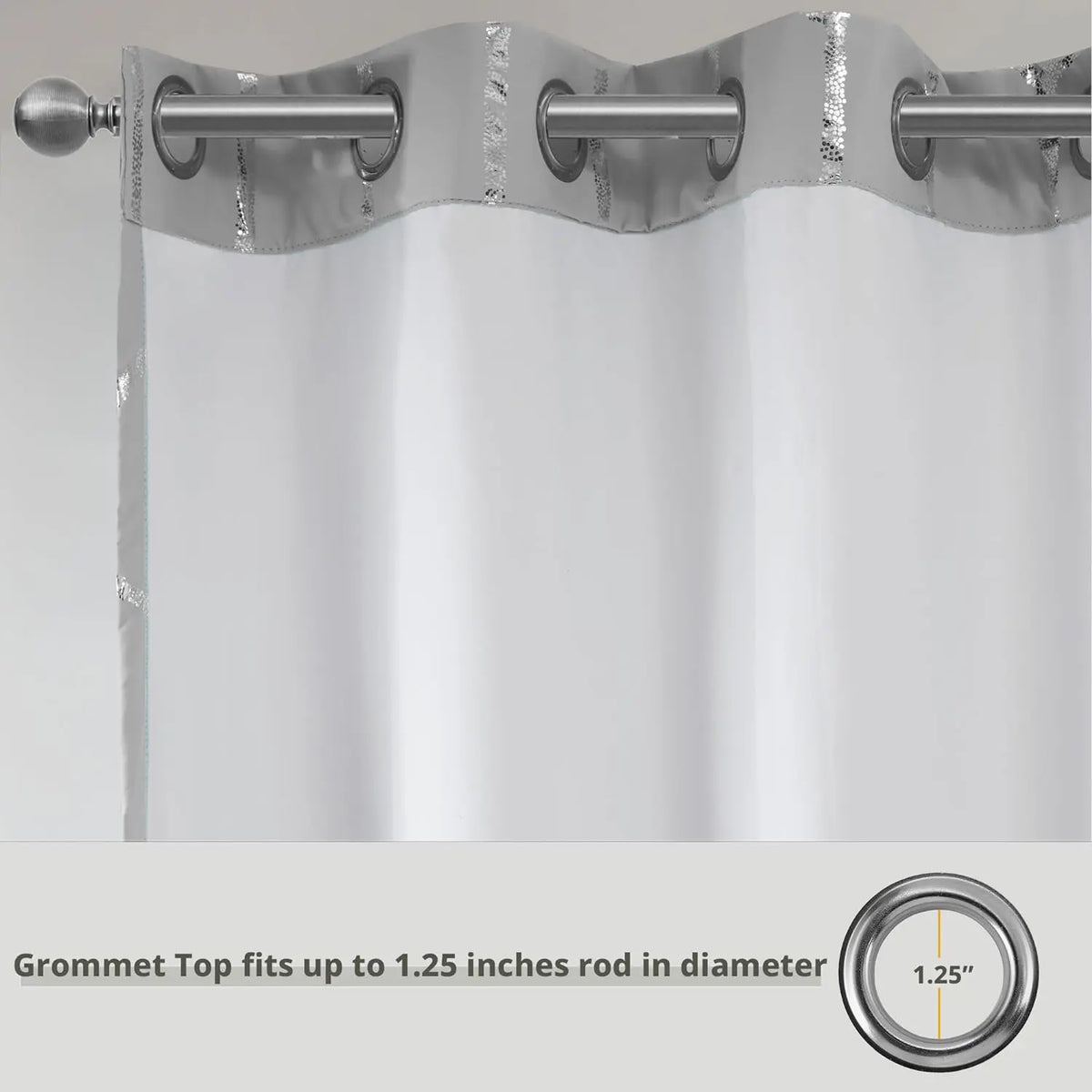 Raina Total Blackout Metallic Print Grommet Top Window Curtain Panel Thermal Insulated Light Blocking Drape for Bedroom Living Room and Dorm 1 Piece