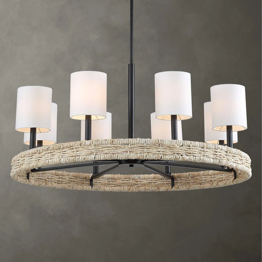 8-Light Rattan Chandelier