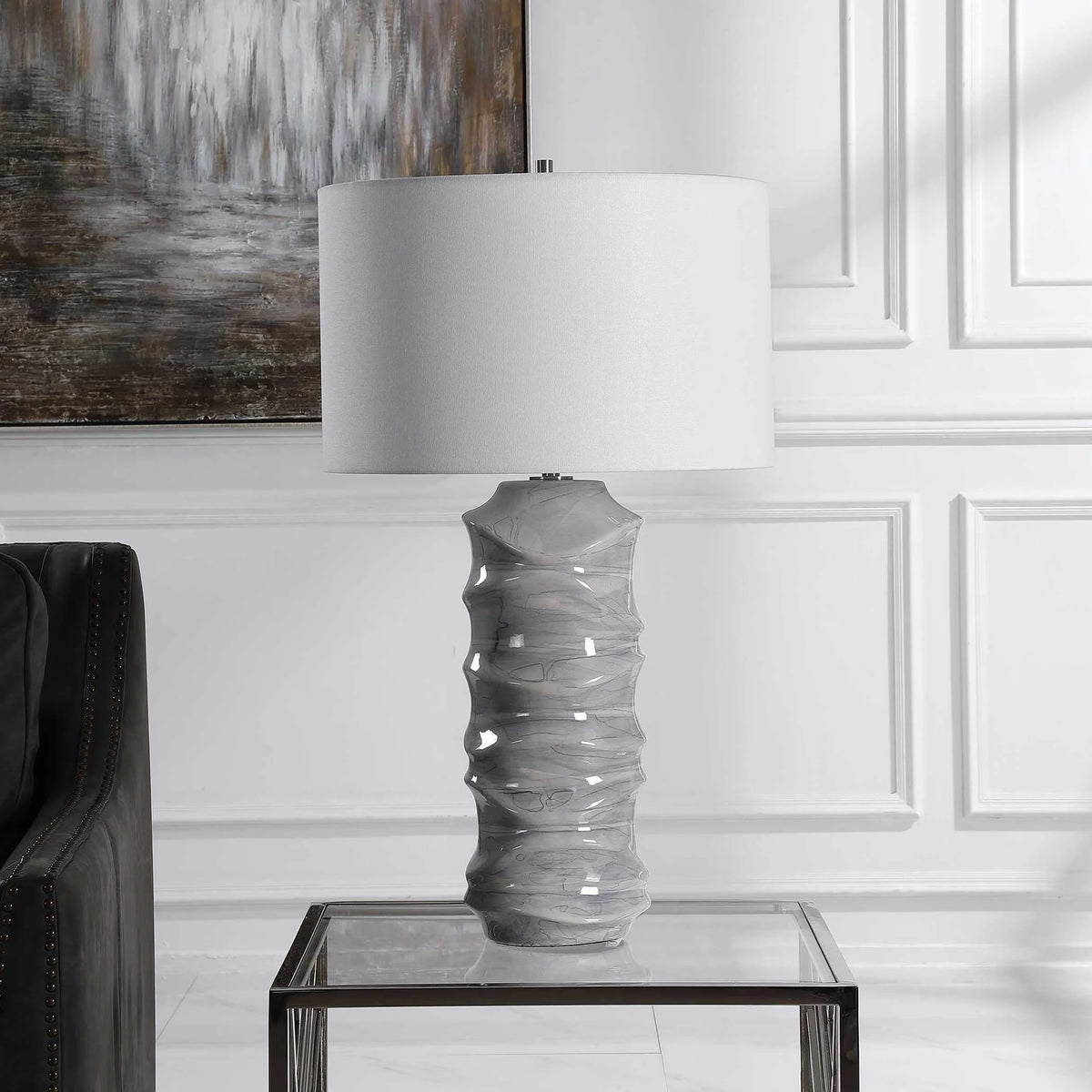 Blue & White Table Lamp