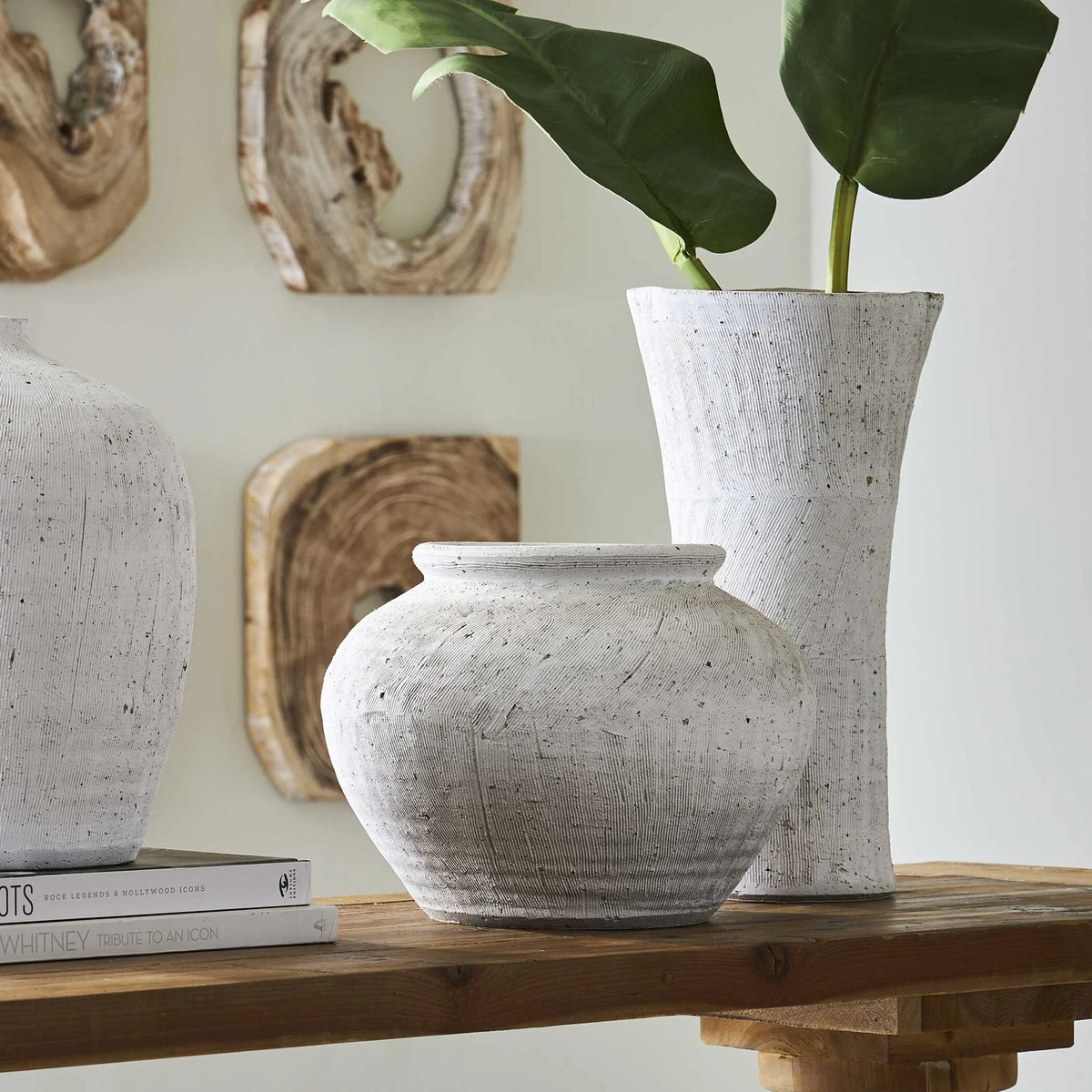 Etched White Ceramic Vase