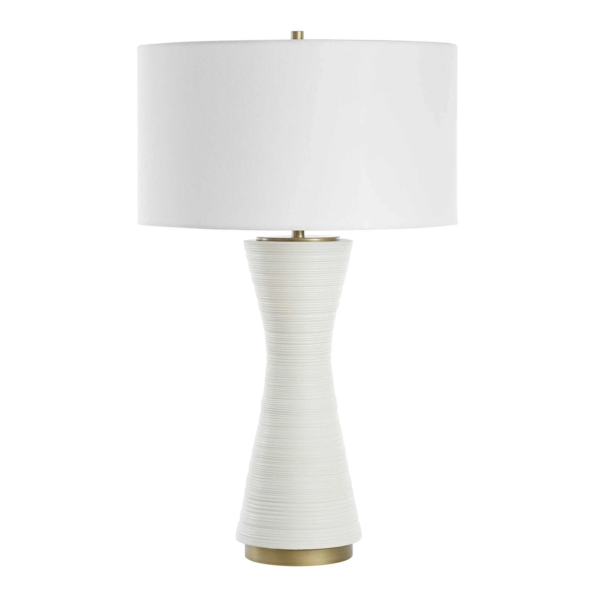 Ridged Matte White Table Lamp