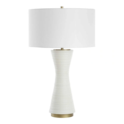Ridged Matte White Table Lamp