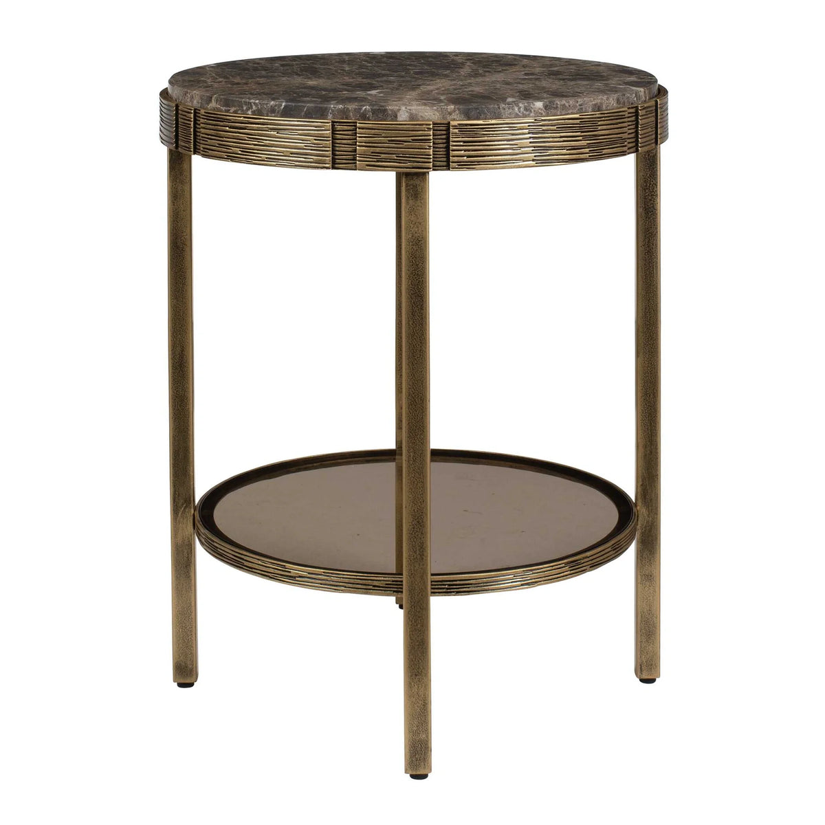 Round Dark Marble Accent Table