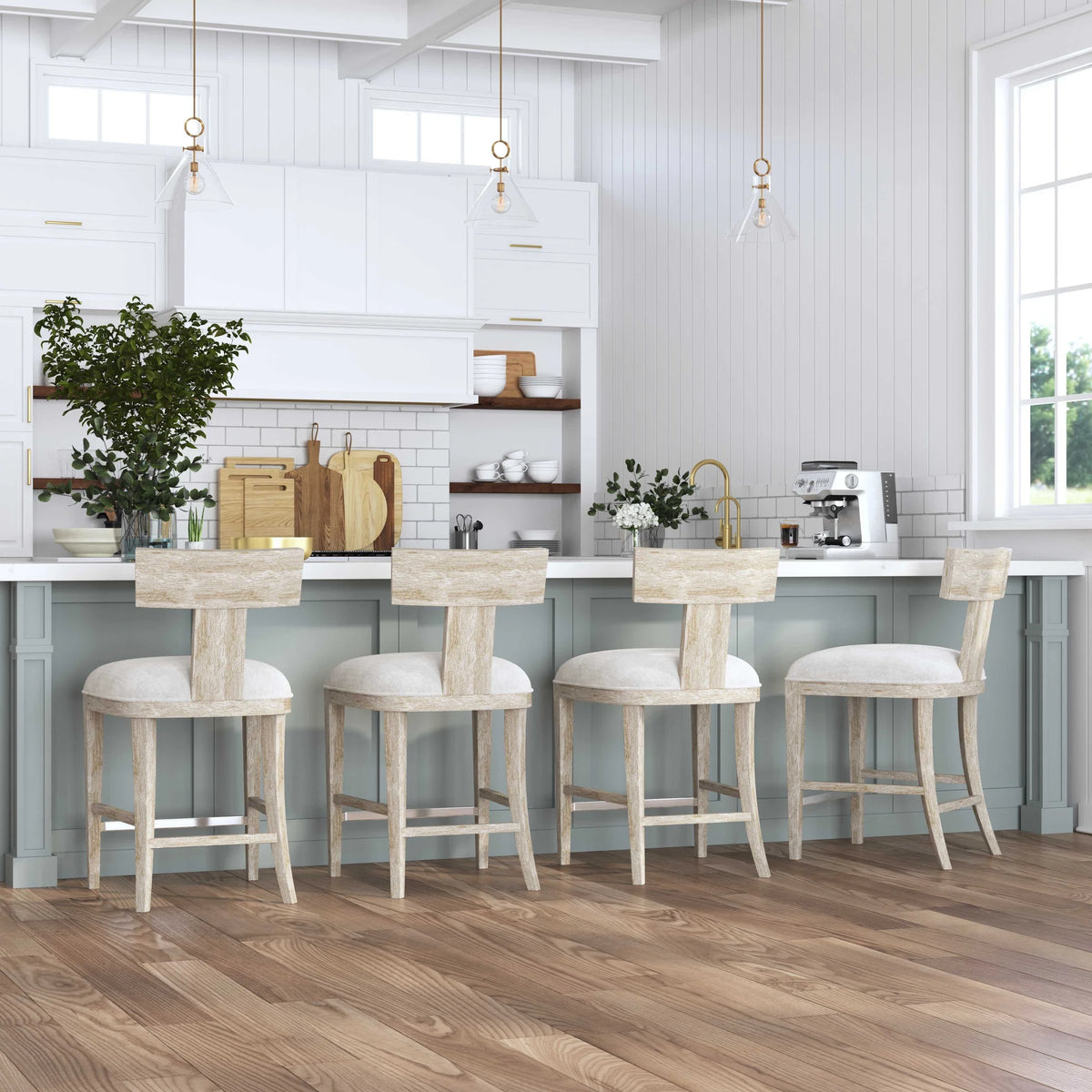 Whitewashed Wood Counter Stool