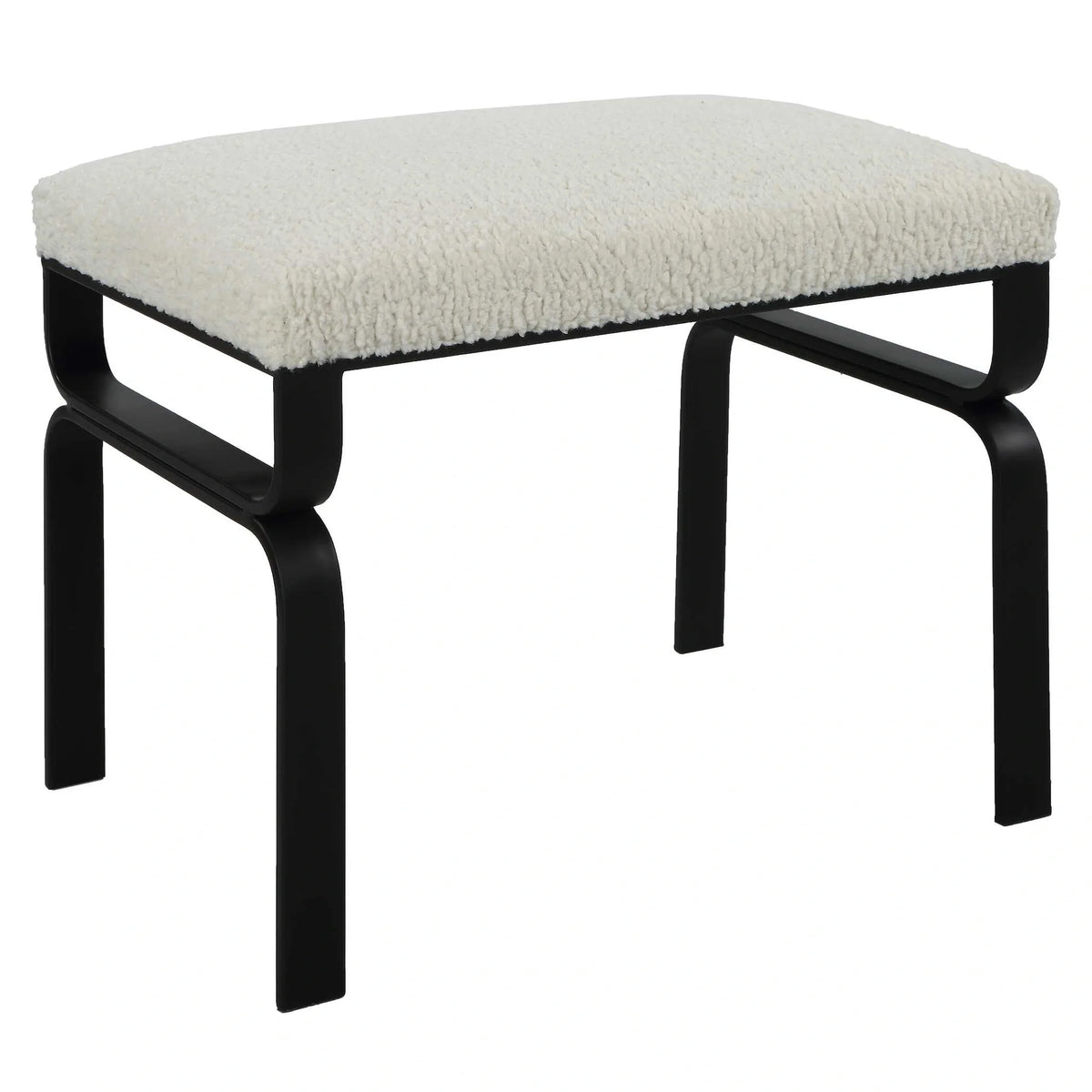 White Shearling Small Bench