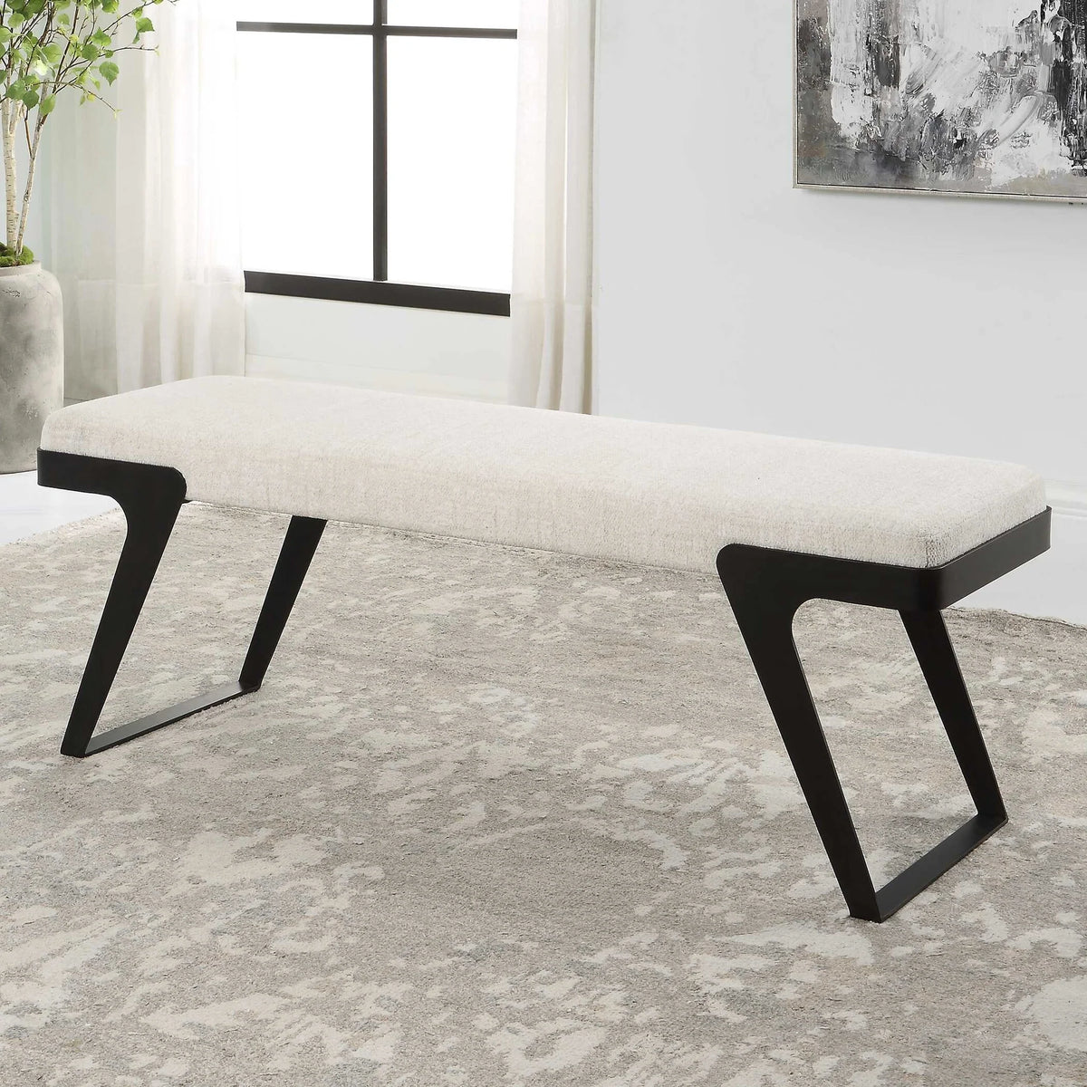 Curved Iron Boucle Bench