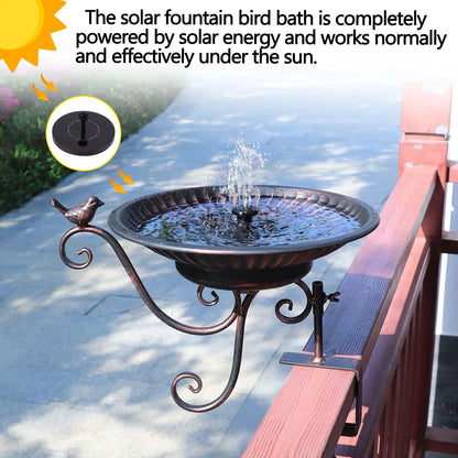 Solar Bird Bath Fountain - Bronze Metal Design for Your Patio or Balcony