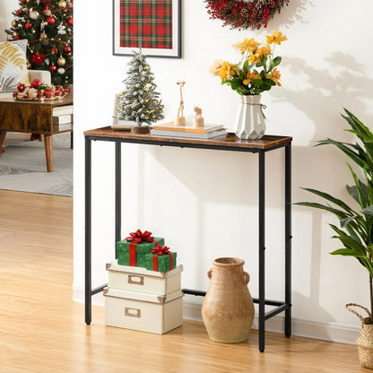 Hoobro 29.5" Rustic Brown and Black Console Table