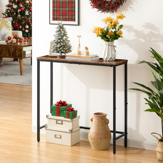 Hoobro 29.5" Rustic Brown and Black Console Table