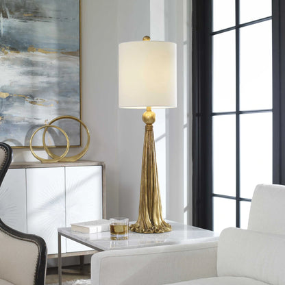 Draped Metallic Gold Table Lamp