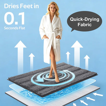 Accumtek Soft Striped Chenille Bath Rug Set - 3 Plush, Non-Slip Mats for Comfort and Style