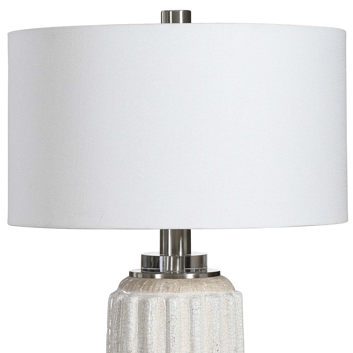 White Crackle Table Lamp