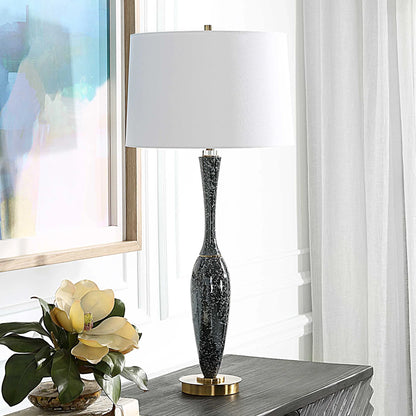 Navy Blue Polished Table Lamp