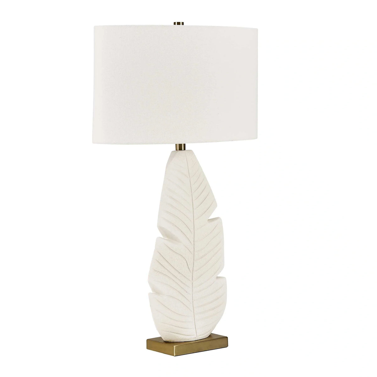 White Palm Leaf Table Lamp