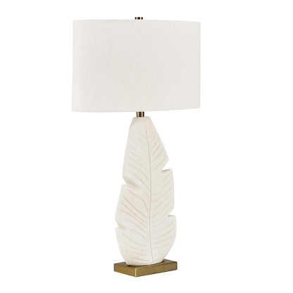 White Palm Leaf Table Lamp