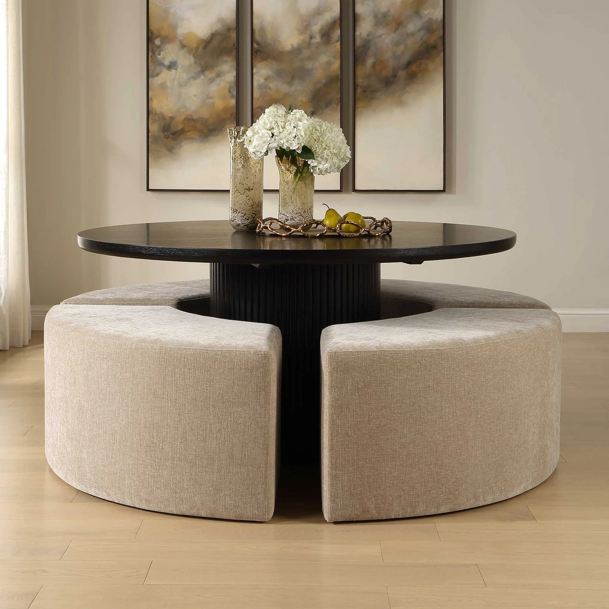 Rounded Plush Dining Bench