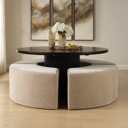 Rounded Plush Dining Bench