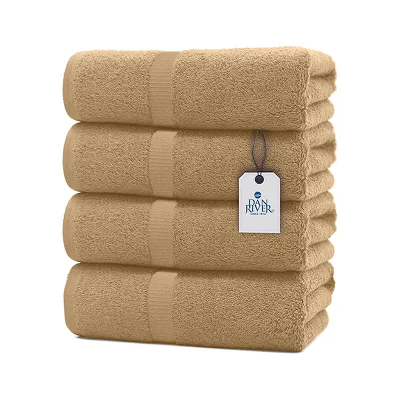 Indulge in Luxury: DAN RIVER Unisex 100% Cotton 4-Piece Bath Towel Set - Ultra-Soft, Lightweight, and Fade-Resistant for Everyday Comfort