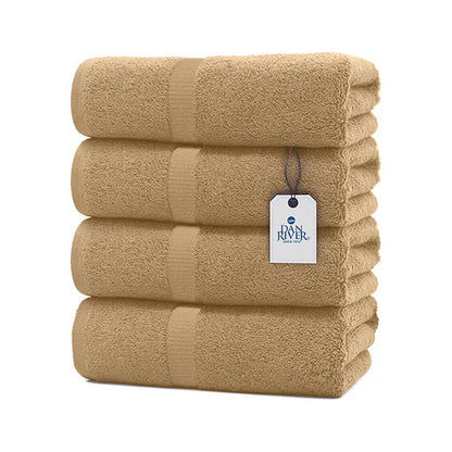 Indulge in Luxury: DAN RIVER Unisex 100% Cotton 4-Piece Bath Towel Set - Ultra-Soft, Lightweight, and Fade-Resistant for Everyday Comfort