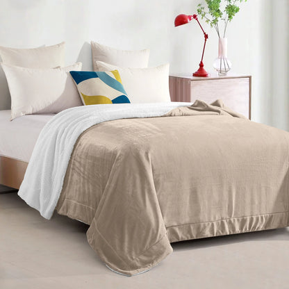 Mocassi Reversible Sherpa-Backed Throw Blanket, Velvety Plush Touch, 50In X 60In Throw Blankets