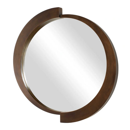 Round Brushed Bronze Mirror