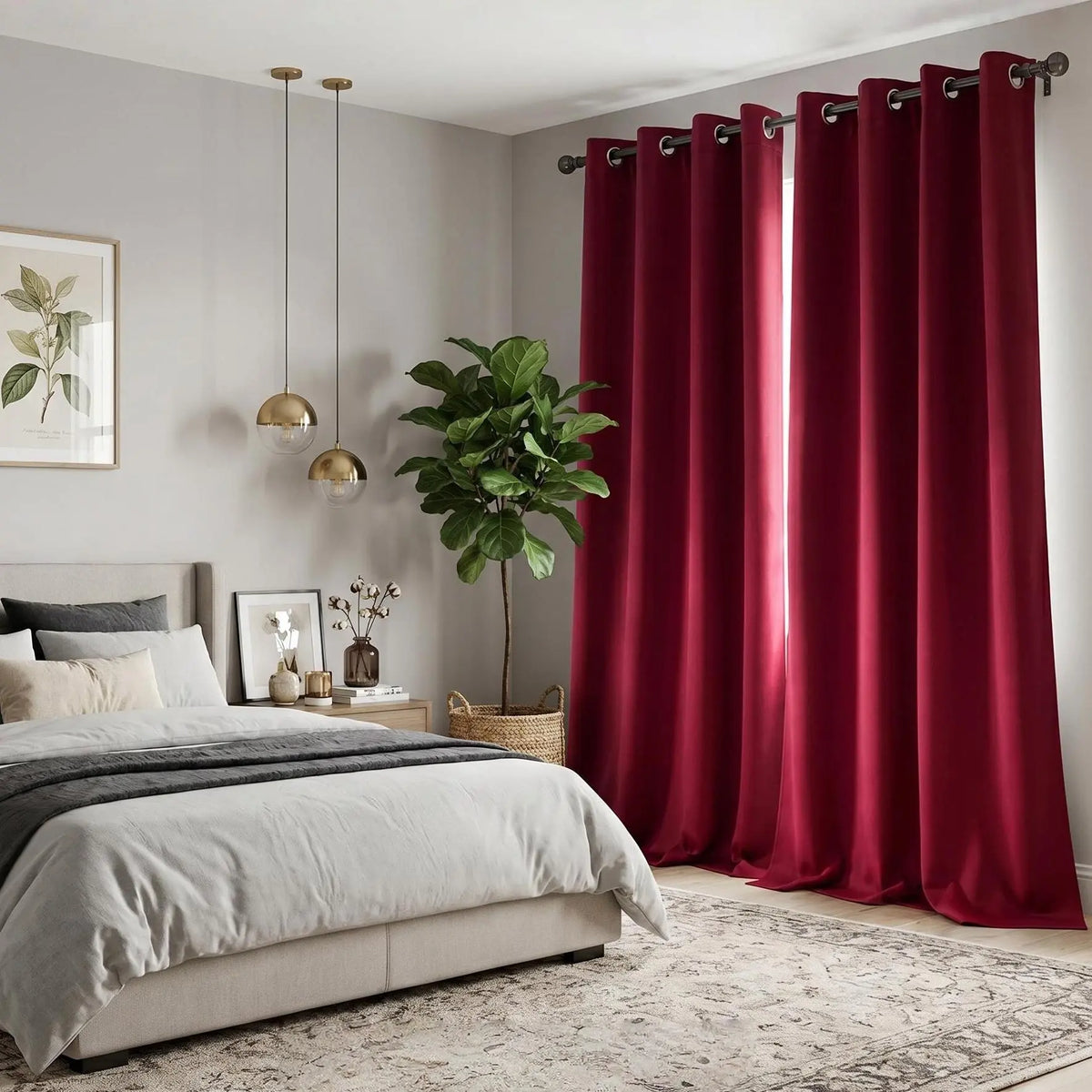 2-Panel Grommet Blackout Curtains - 52"x84" Thermal Insulated Drapes for Light Control and Noise Reduction