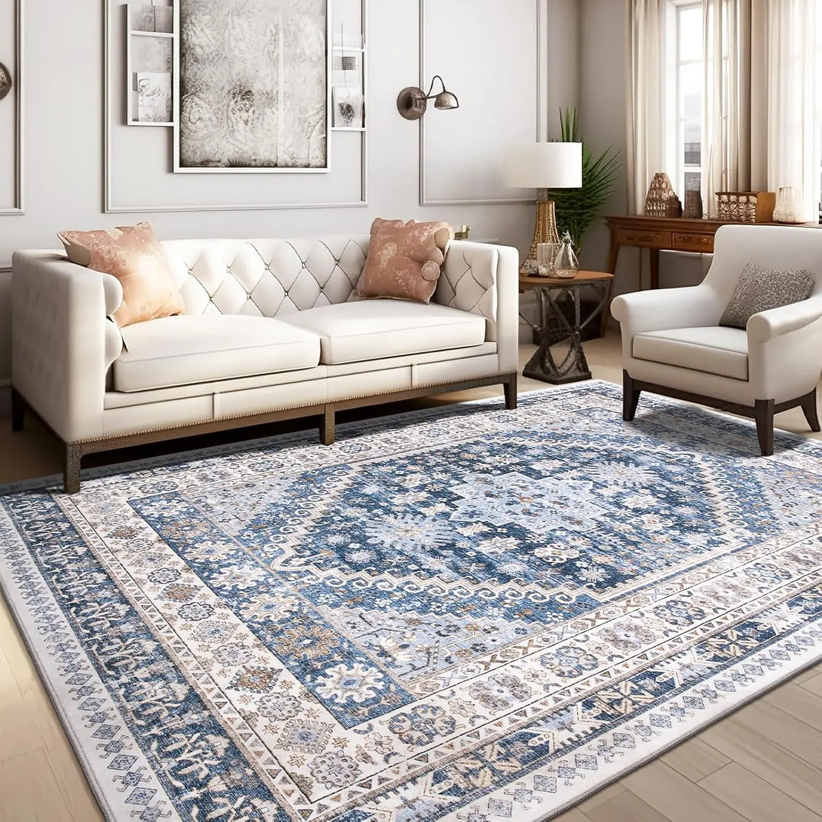 Art&Tuft Vintage Anti-Dust Area Rug - Large, Non-Slip, Machine Washable, and Stain-Resistant for Indoor Living