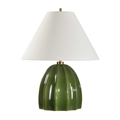 Moss Green Fluted Table Lamp