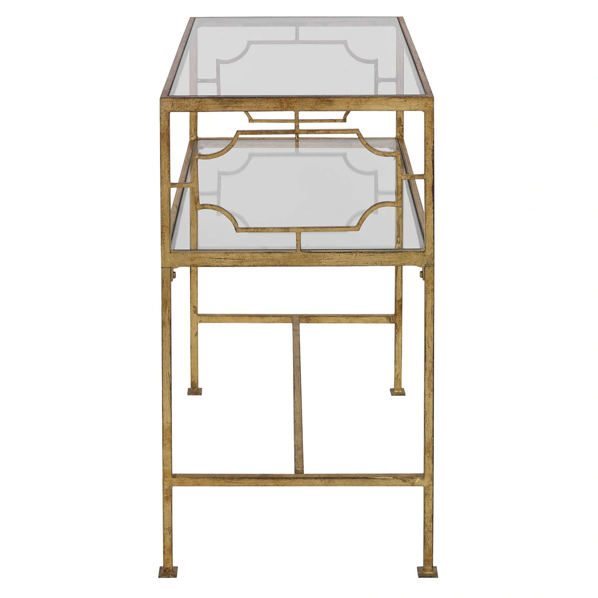 Gold Leaf Iron & Glass Side Table