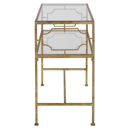 Gold Leaf Iron & Glass Side Table