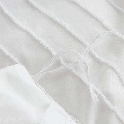Duvet Cover Queen Size Set - Ultra Soft Washed Microfiber Cover Set, Includes 1 Duvet Cover & 2 Pillow Shams, Green & White
