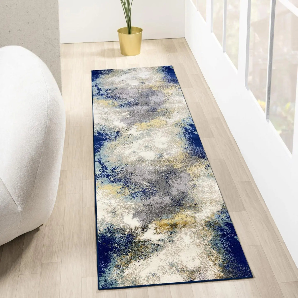 Beverly 8445 Modern Abstract Area Rug - Blue and Gray Design