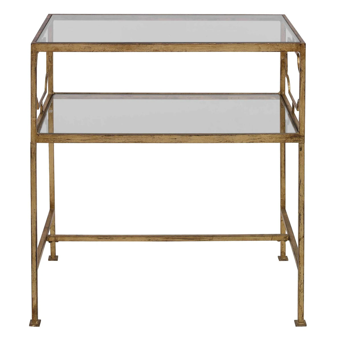 Gold Leaf Iron & Glass Side Table