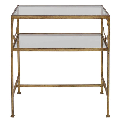 Gold Leaf Iron & Glass Side Table