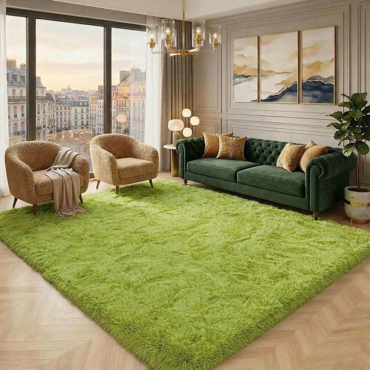 Black Soft Fluffy Shag Area Rug