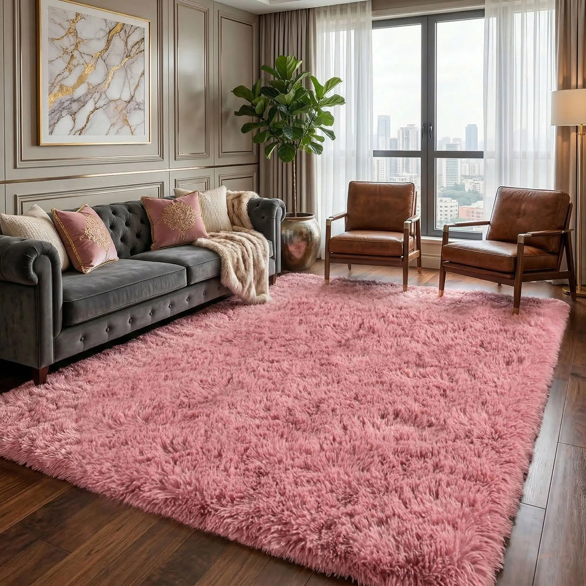 Indulge in Luxury: Black Soft Fluffy Shag Area Rug - Non-Slip, Anti-Fade, Perfect for Living Room & Bedroom Decor