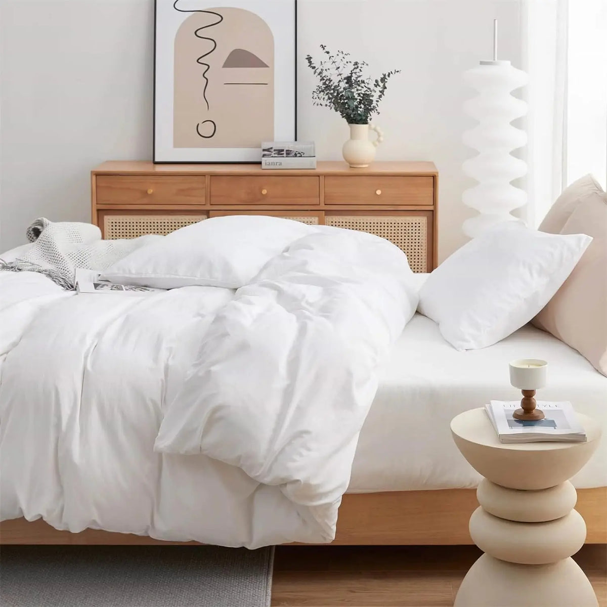 Washed Microfibre Duvet Cover Set | 3-Piece with Hidden Zipper & Envelope Shams | White or Pink | Twin to King