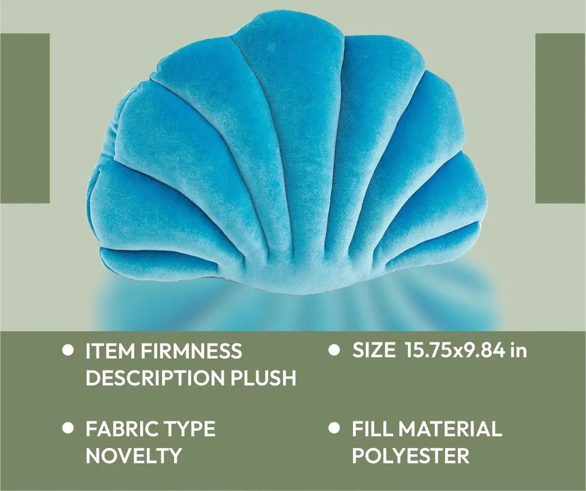 Soft Velvet Blue Seashell Decorative Pillow