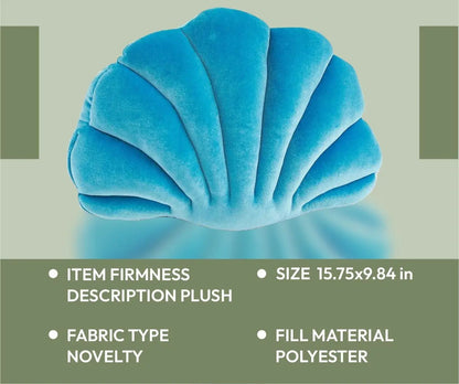 Soft Velvet Blue Seashell Decorative Pillow