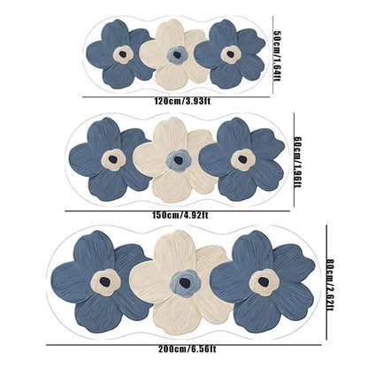Floral Runner Rug | Thick Non-Slip Painterly Floral Mat for Hallway, Kitchen & Bedroom | 8 Colourways, 3 Lengths