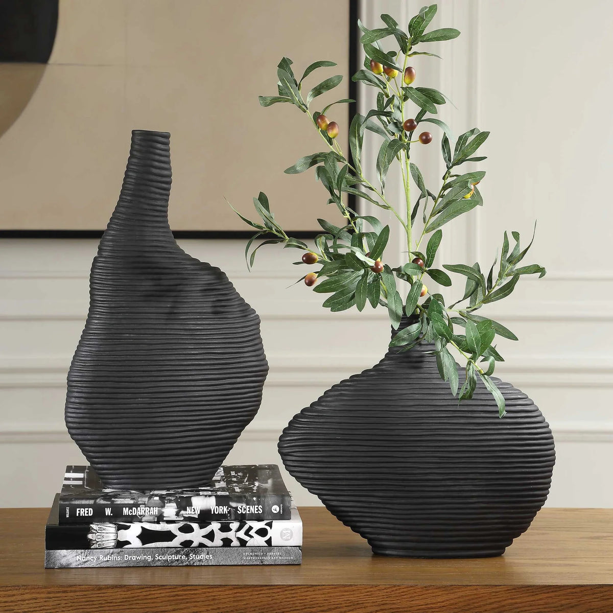 Stacked Ceramic Vases, Set of 2