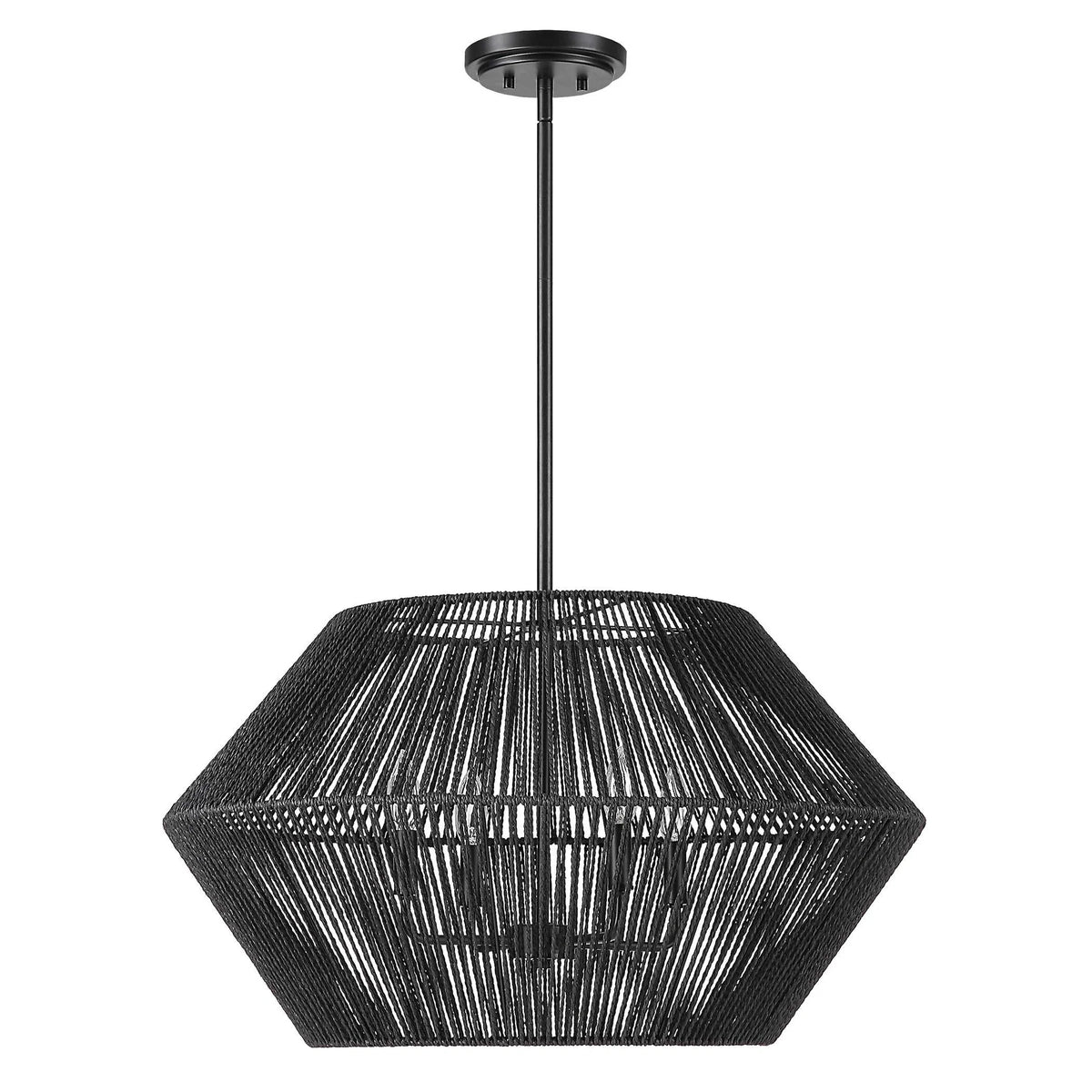 4-Light Black Rope Pendant