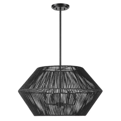 4-Light Black Rope Pendant