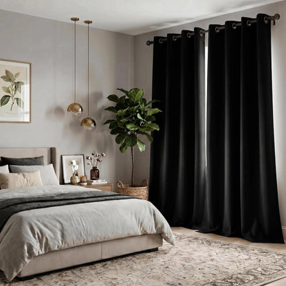 Luxurious 2-Panel Grommet Blackout Curtains - 52"x84" Thermal Insulated Drapes for Ultimate Light Control and Noise Reduction - Perfect for Your Bedroom and Living Room!