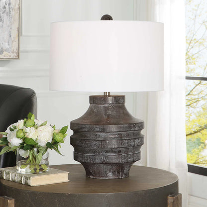 Carved Wood Table Lamp